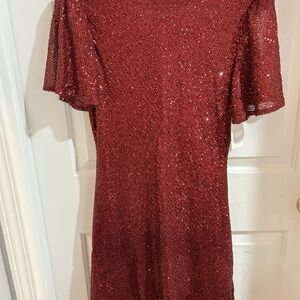 Astr Glittering Burgundy Mini Dress
